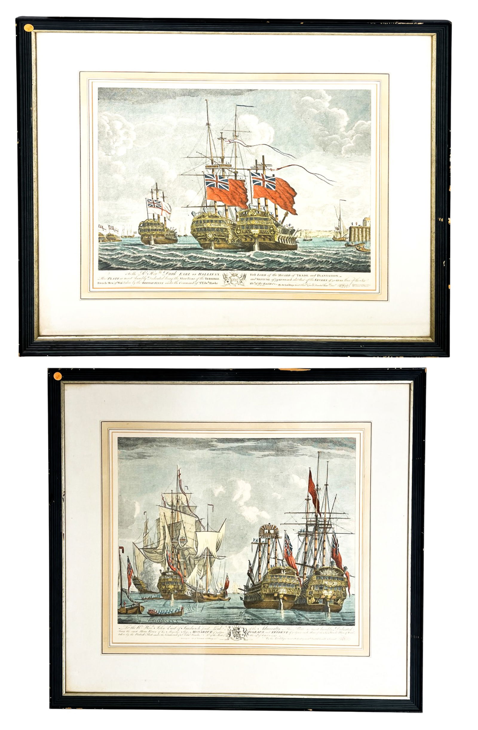 2pc After John Boydell British Naval Hand Colored Etchings (1 of 1)