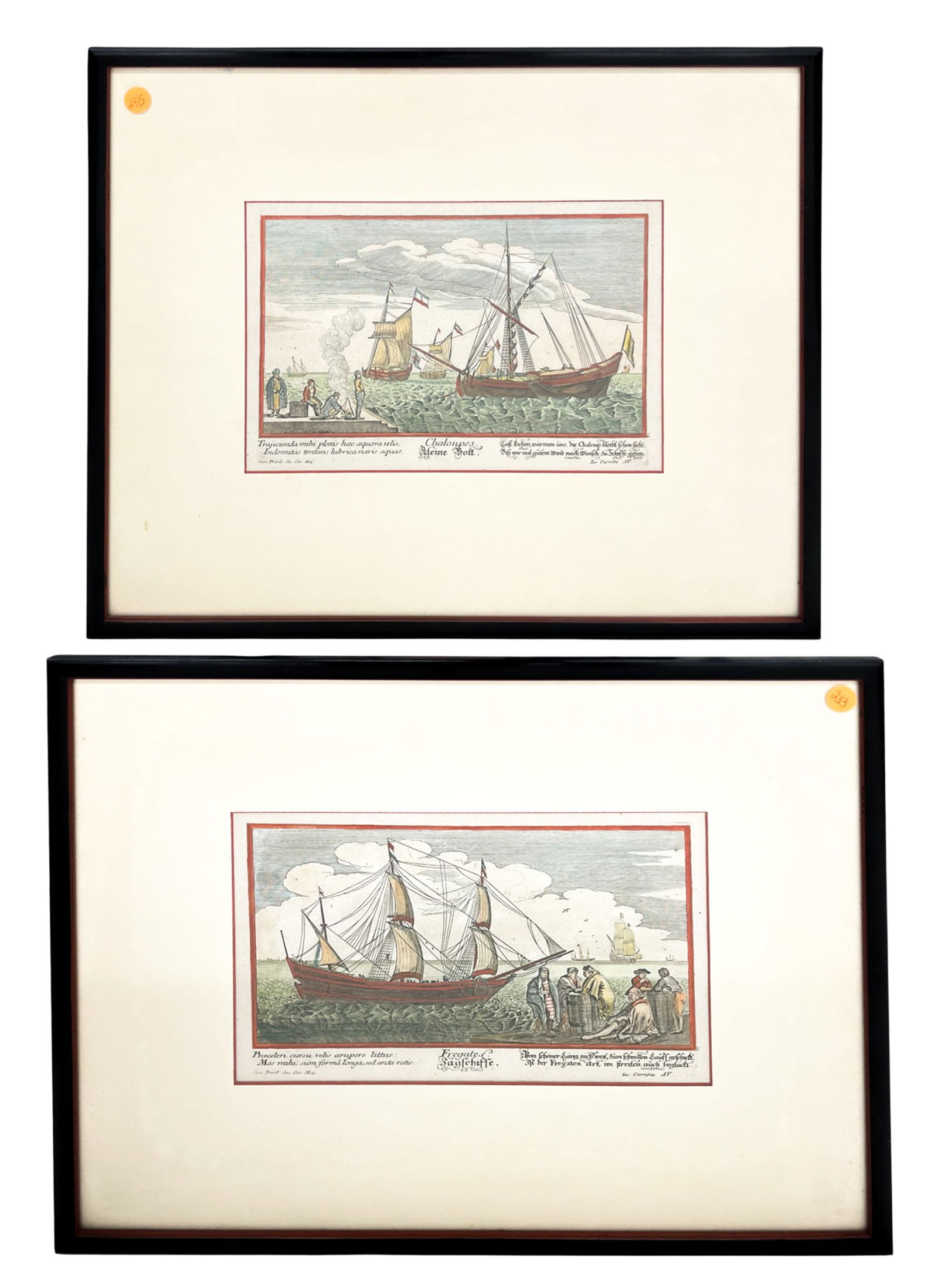 2pc Antique Hand Colored Etchings (1 of 1)
