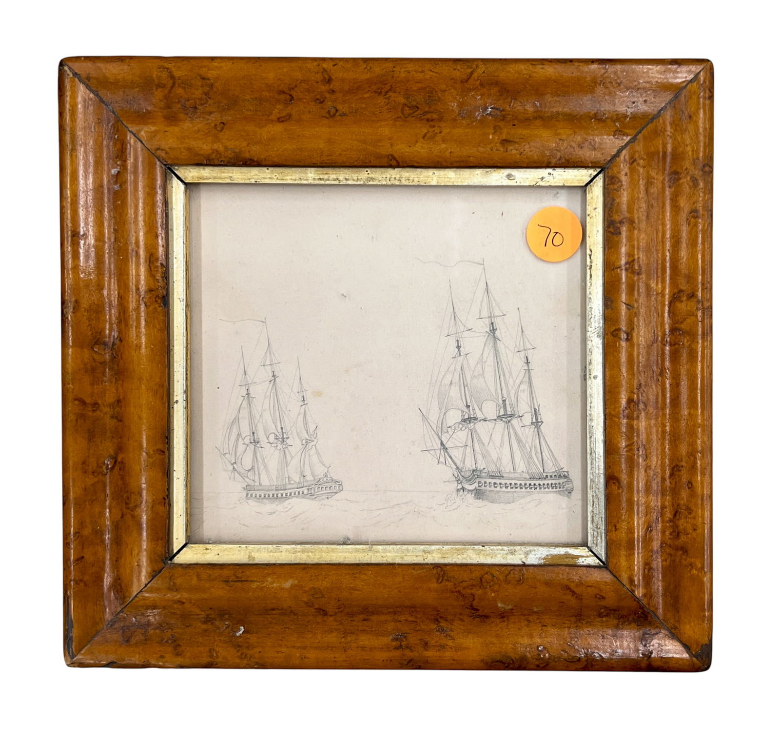 Artist Unknown "Two Ships" Graphite on Paper - 2