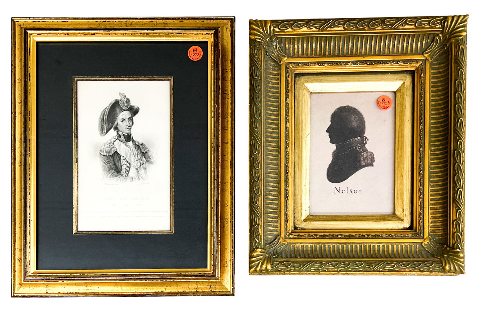 2pc Admiral Nelson Etchings: 2pc Admiral Nelson Etchings 14.5"x11.5" Largest Framed