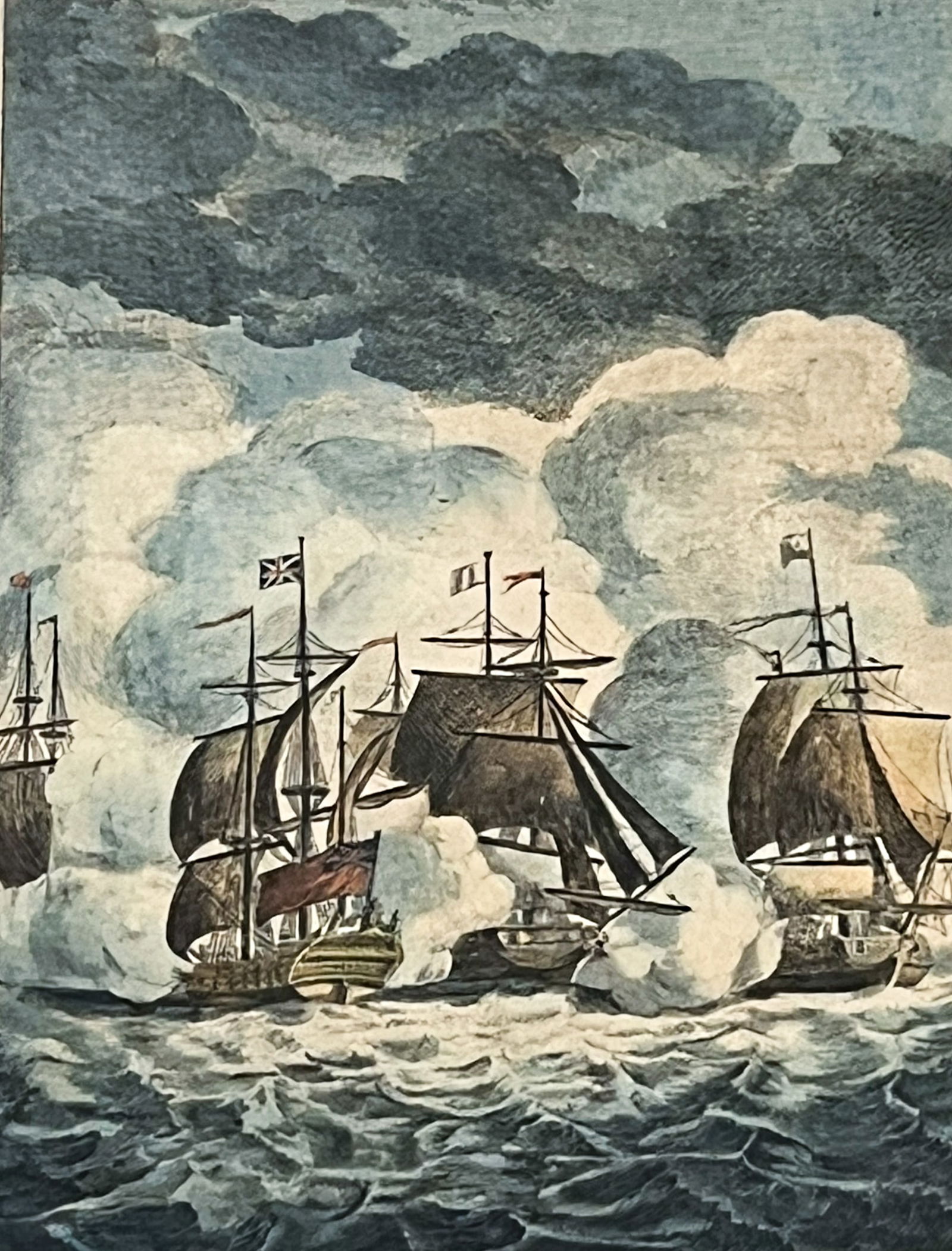Antique "Lord Howe's Victory Over the French Fleet June 1, 1794" Hand Colored Etching (1 of 2)