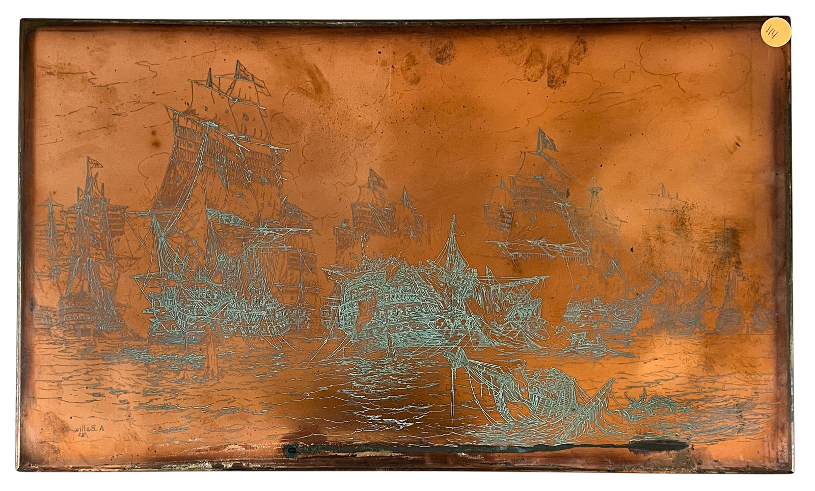 Antique Copper Engraving & Printing Plate: Antique Copper Engraving & Printing Plate 11.5"x19.5" Plate