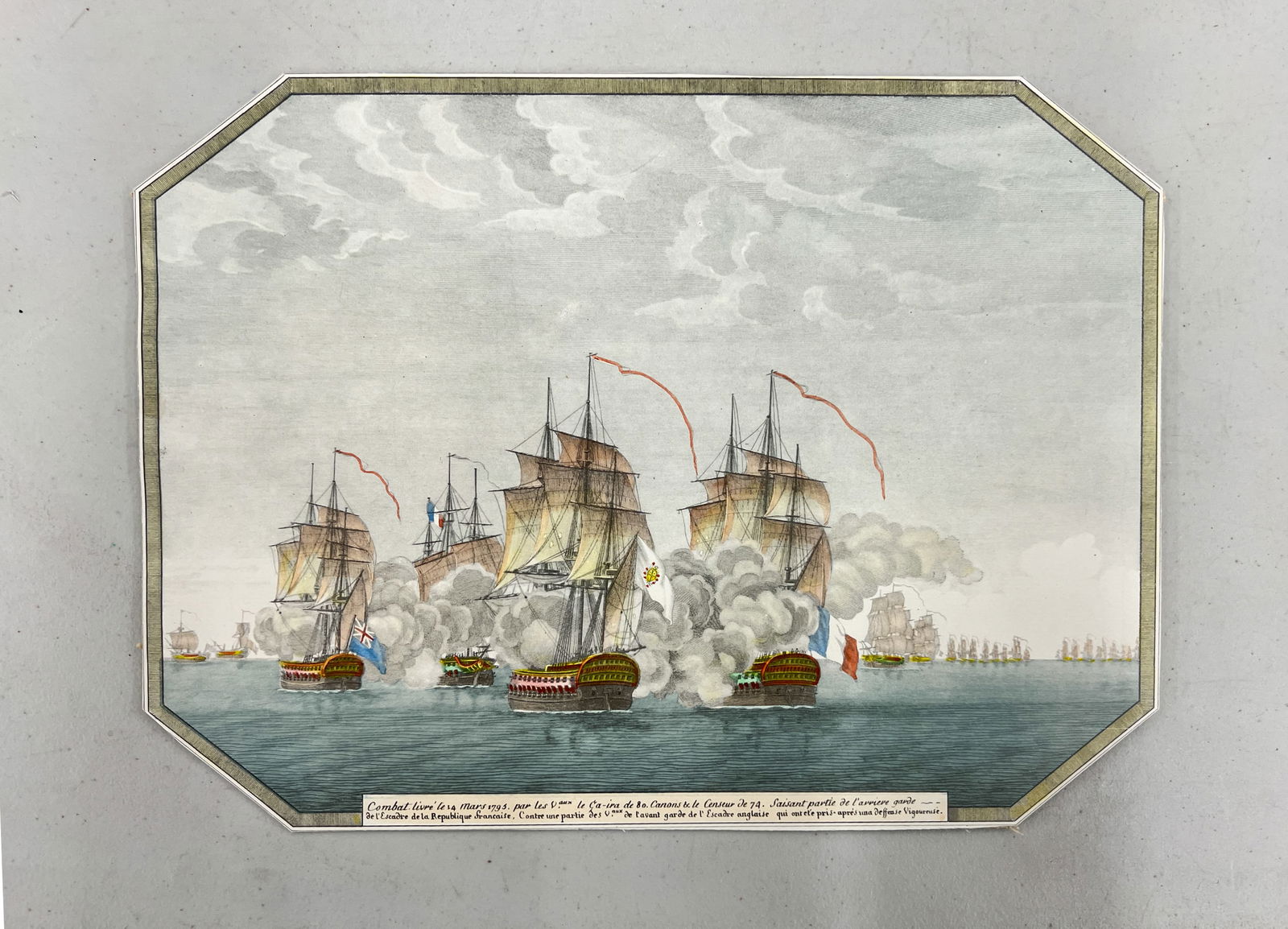 "Battle of Genoa: Nelson Interest" Hand Colored Etching: "Battle of Genoa: Nelson Interest" Hand Colored Etching 9"x12" Sheet. Loose, unframed. Excellent condition.