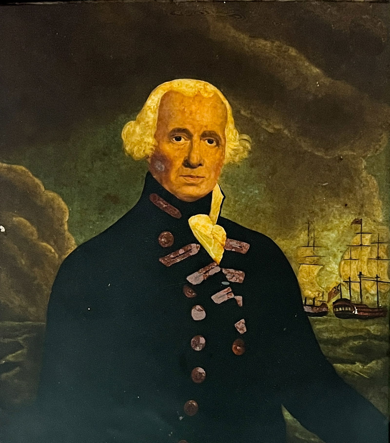 Robert Laurie "The Right Honourable Richard Earl Howe" 1794 Mezzotint on Glass (1 of 2)