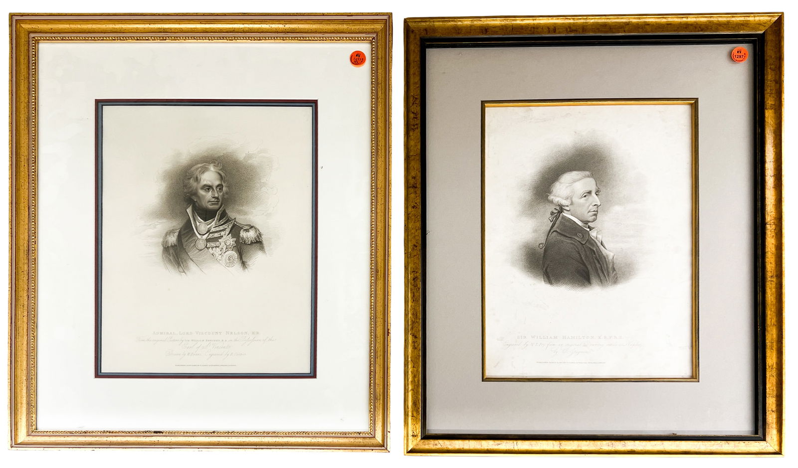 2pc Antique Sir William Hamilton & Admiral Nelson Etchings (1 of 1)