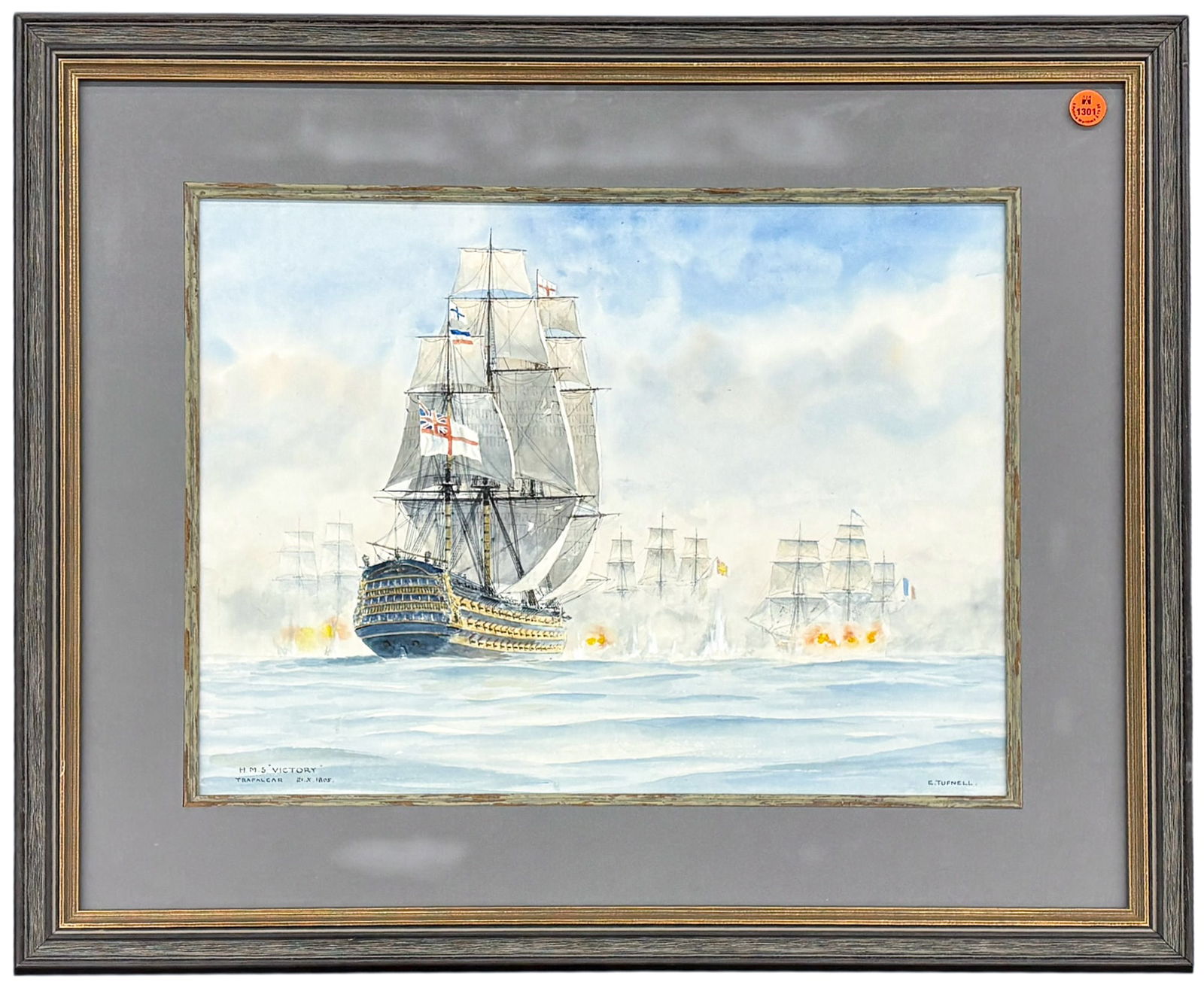 Eric Tufnell "HMS VIctory Trafalgar" Watercolor on Paper - 2