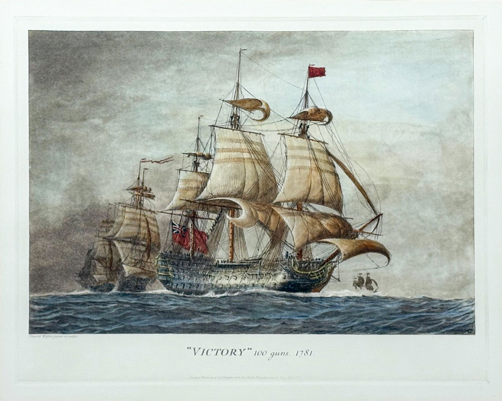 Harold Wyllie "'Victory' 100 Guns 1781" 1929 Colored Etching (1 of 2)