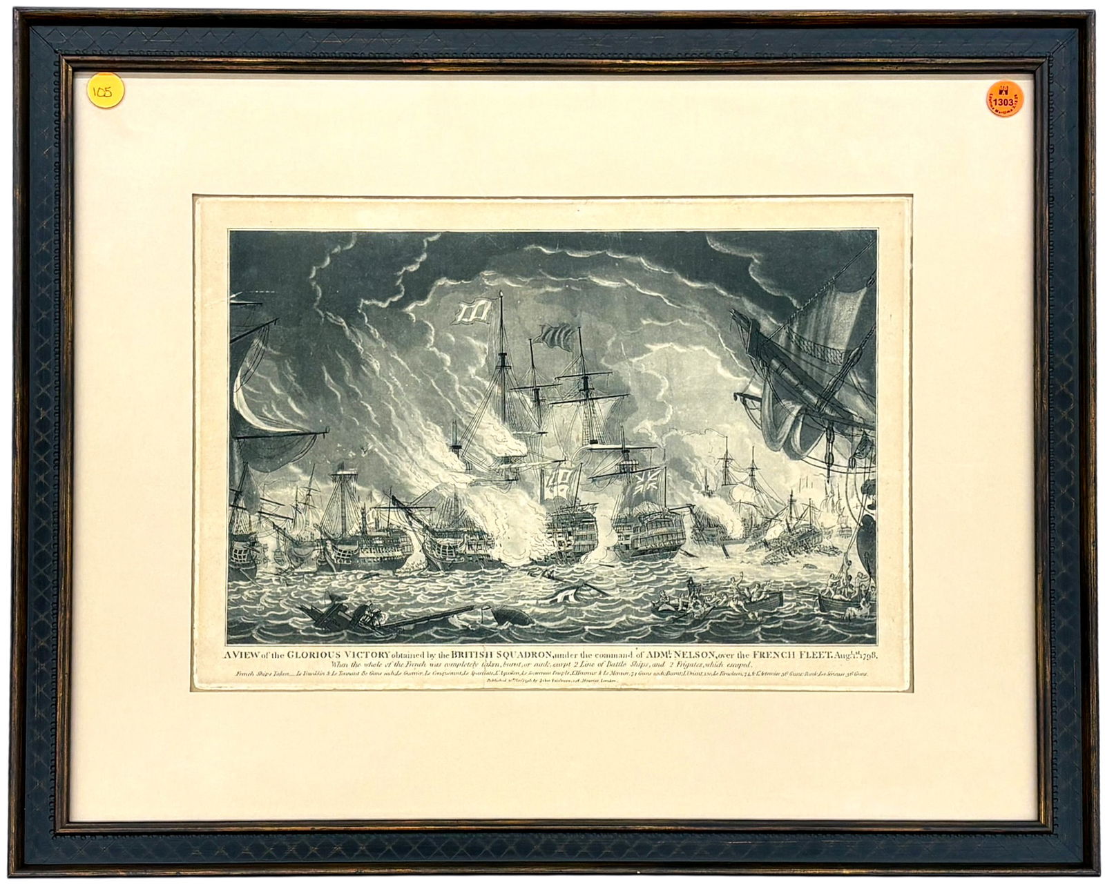 "A View of the Glorious Victory Obtained by the British Squadron..." 1798 Etching - 2