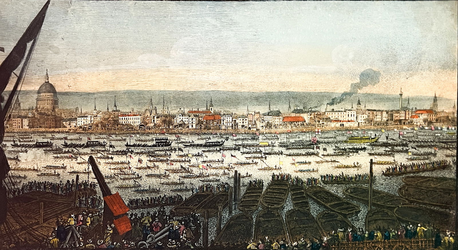 John Thomas Smith "Bird's Eye View..." Antique Hand Colored Engraving (1 of 2)