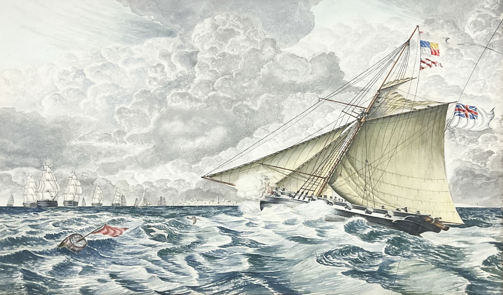 John Whale "HMS Active" 1973 Watercolor on Paper (1 of 2)