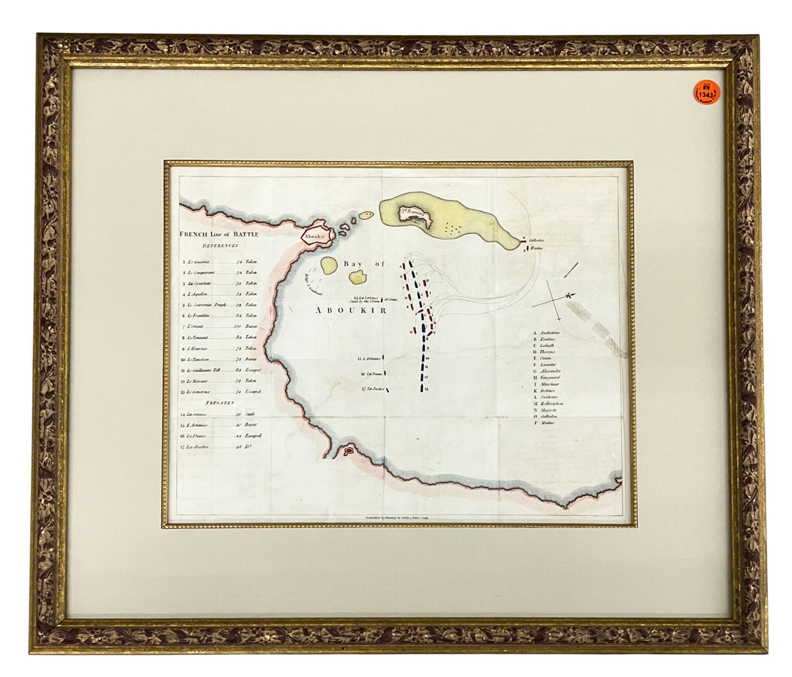 Antique "The French Line of Battle" 1799 Hand Colored Map - 2