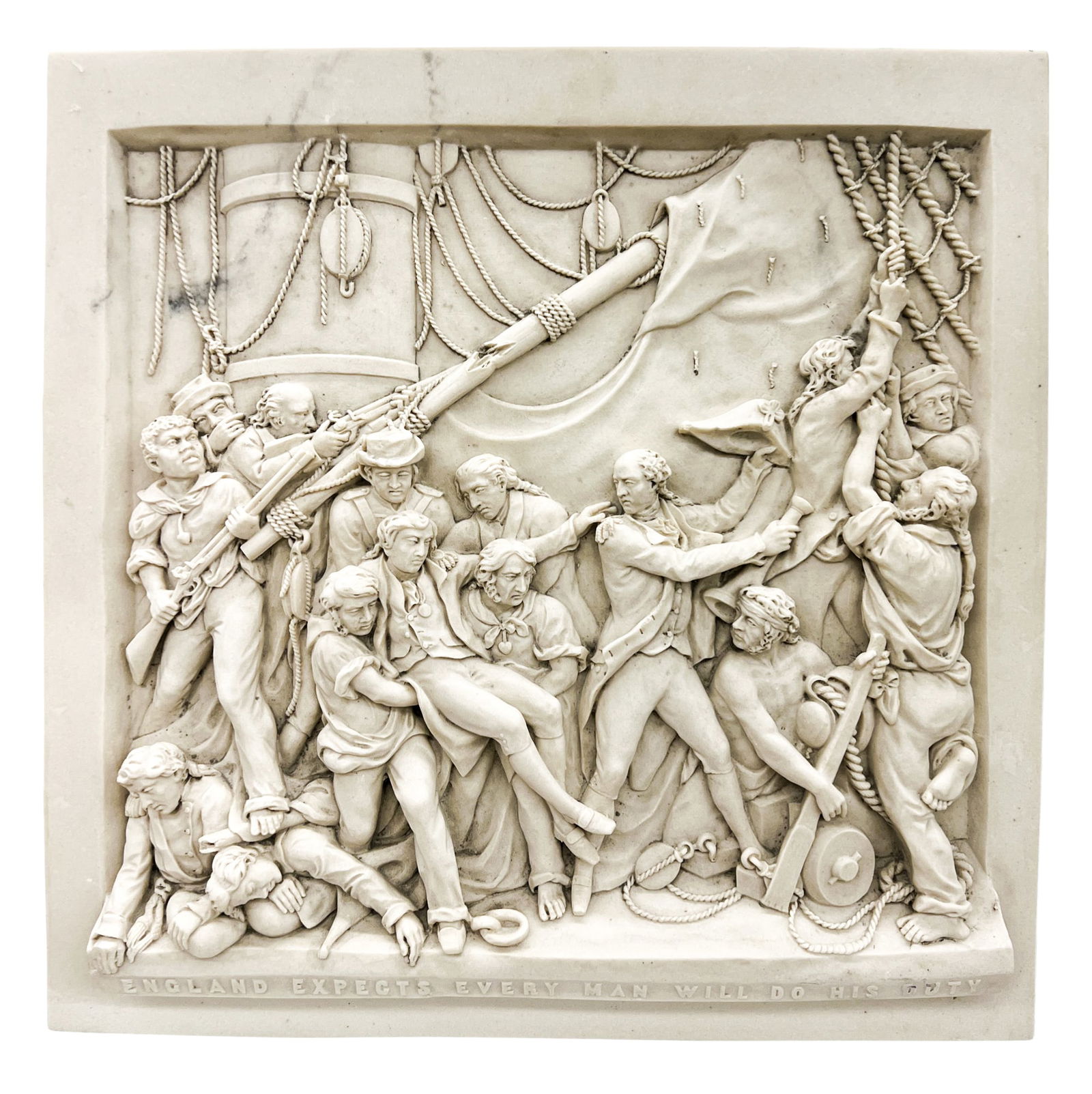 Admiral Nelson Death Scene Marble Relief Plaque - 2
