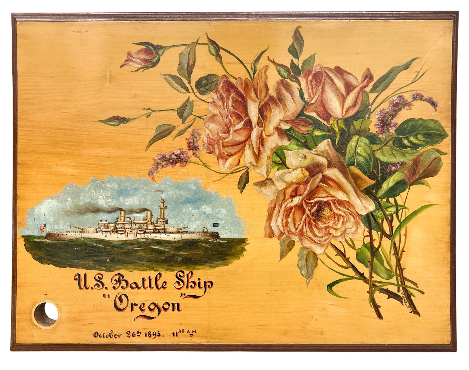 1893 USS Oregon Launching Plaque: 1893 USS Oregon Launching Plaque 14"x18". Excellent condition.