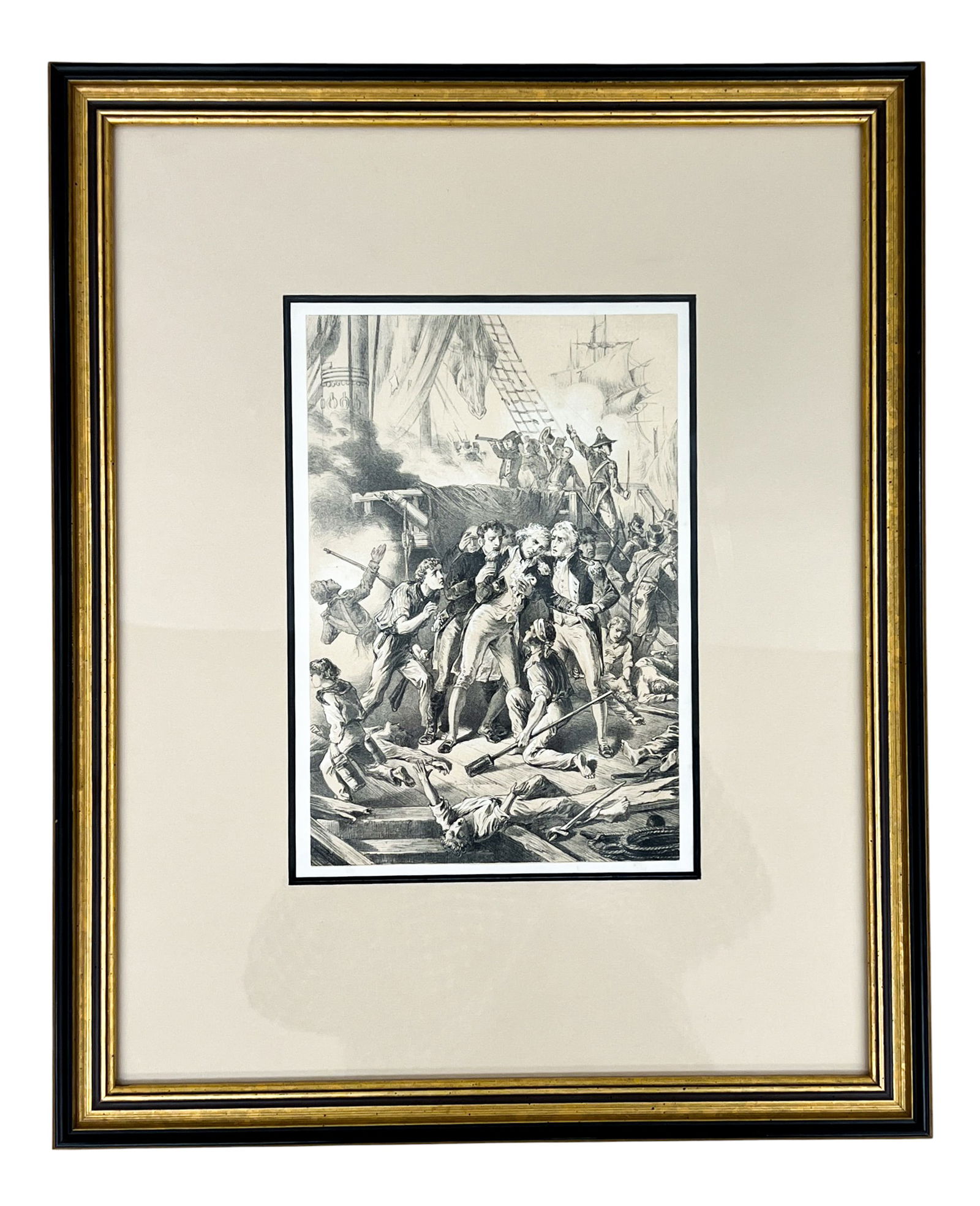 "Admiral Nelson Wounded at Trafalgar" Lithograph - 2