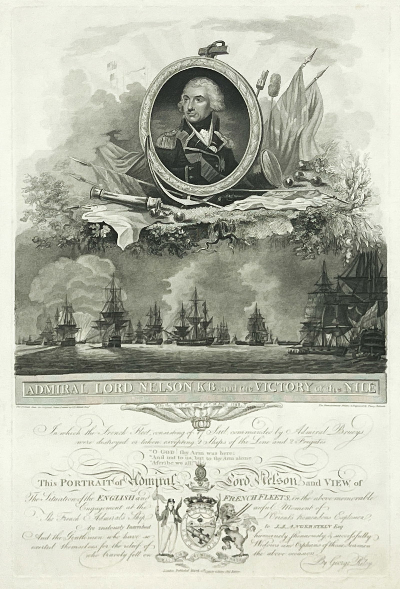 Antique "Admiral Lord Nelson and the Victory of the Nile" 1799 Etching: Antique "Admiral Lord Nelson and the Victory of the Nile" 1799 Etching 17"x11" Image 27"x20" Framed. Excellent condition, not examined outside of framing.