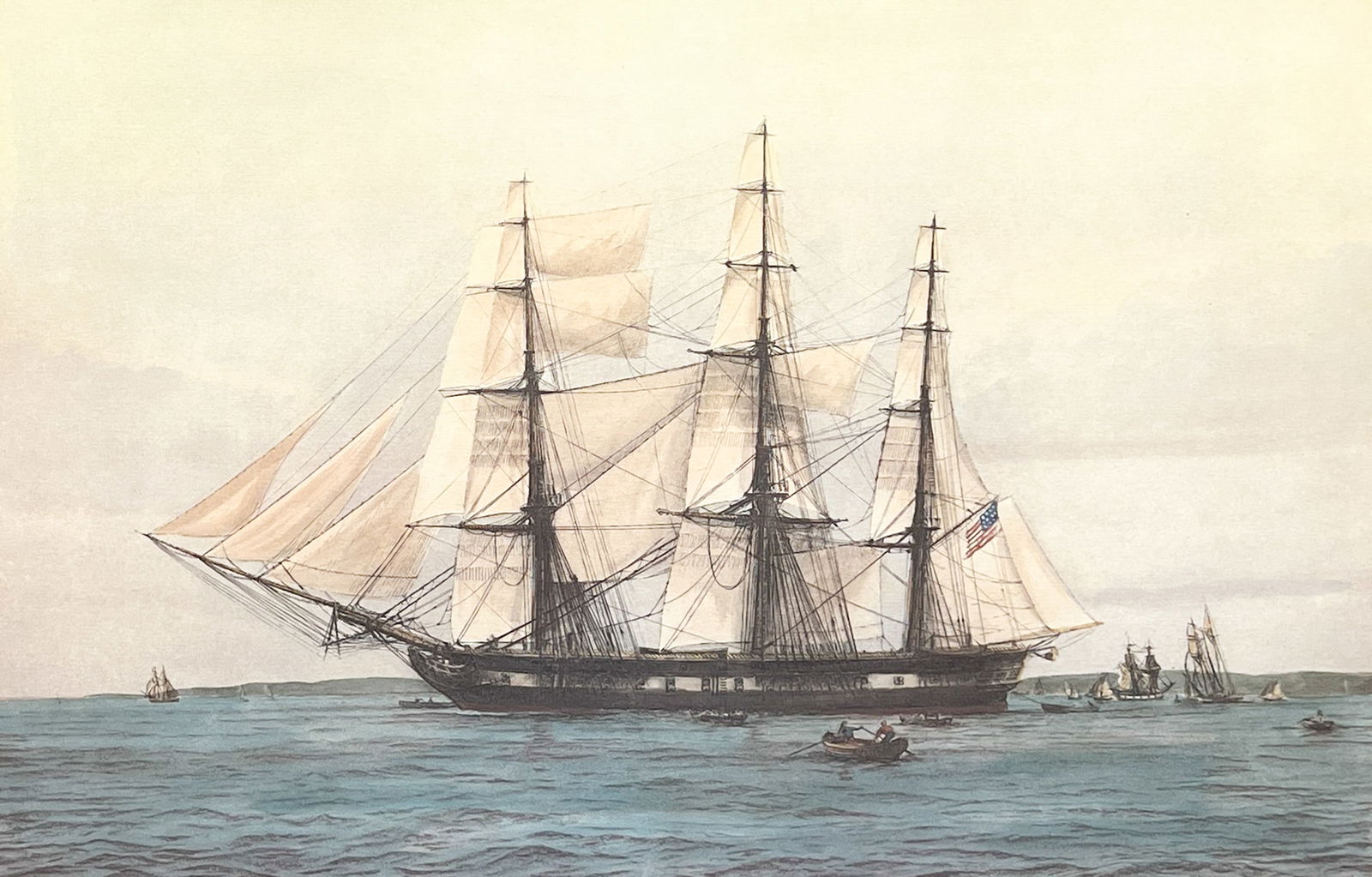 "US 44-Gun Frigate Constitution" Lithograph: "US 44-Gun Frigate Constitution" Lithograph 27"x31" Framed. Excellent condition, not examined outside of framing.