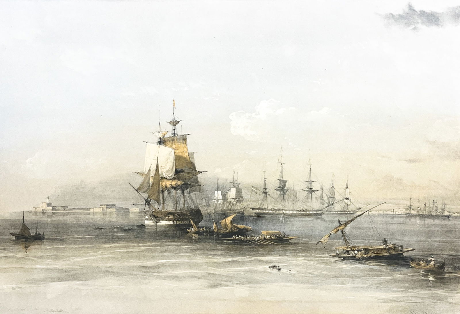 David Roberts "Alexandria" Lithograph: David Roberts (1796-1864 British) "Alexandria" Lithograph 14.5"x21" Image 24"x30.5" Framed. Plate signed lower left. Excellent condition, not examined outside of framing. Damage to frame.