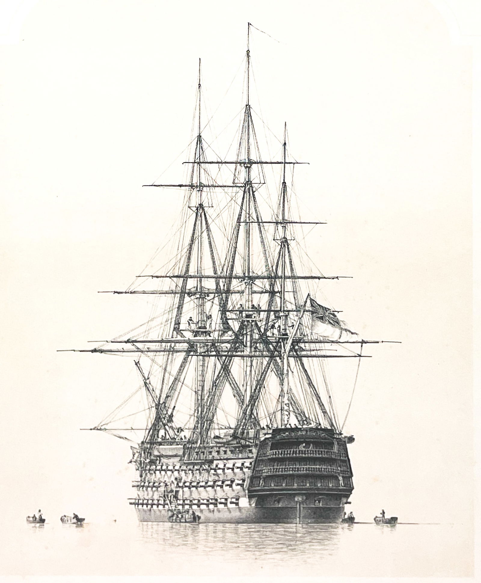 Artist Unknown "HMS Asia" Lithograph (1 of 2)