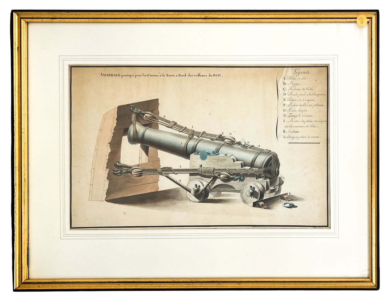 Antique "Cannon" Hand Colored Etching - 2