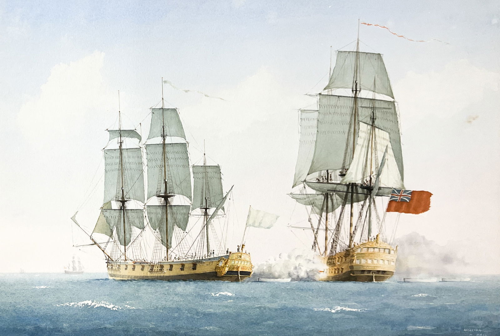 William M. Ball "Maritime Scene" Watercolor on Paper: William M. Ball (1923-2008 British) "Maritime Scene" Watercolor on Paper 13"x21" Image 22"x29" Framed. Signed lower right. Excellent condition, not examined outside of framing.