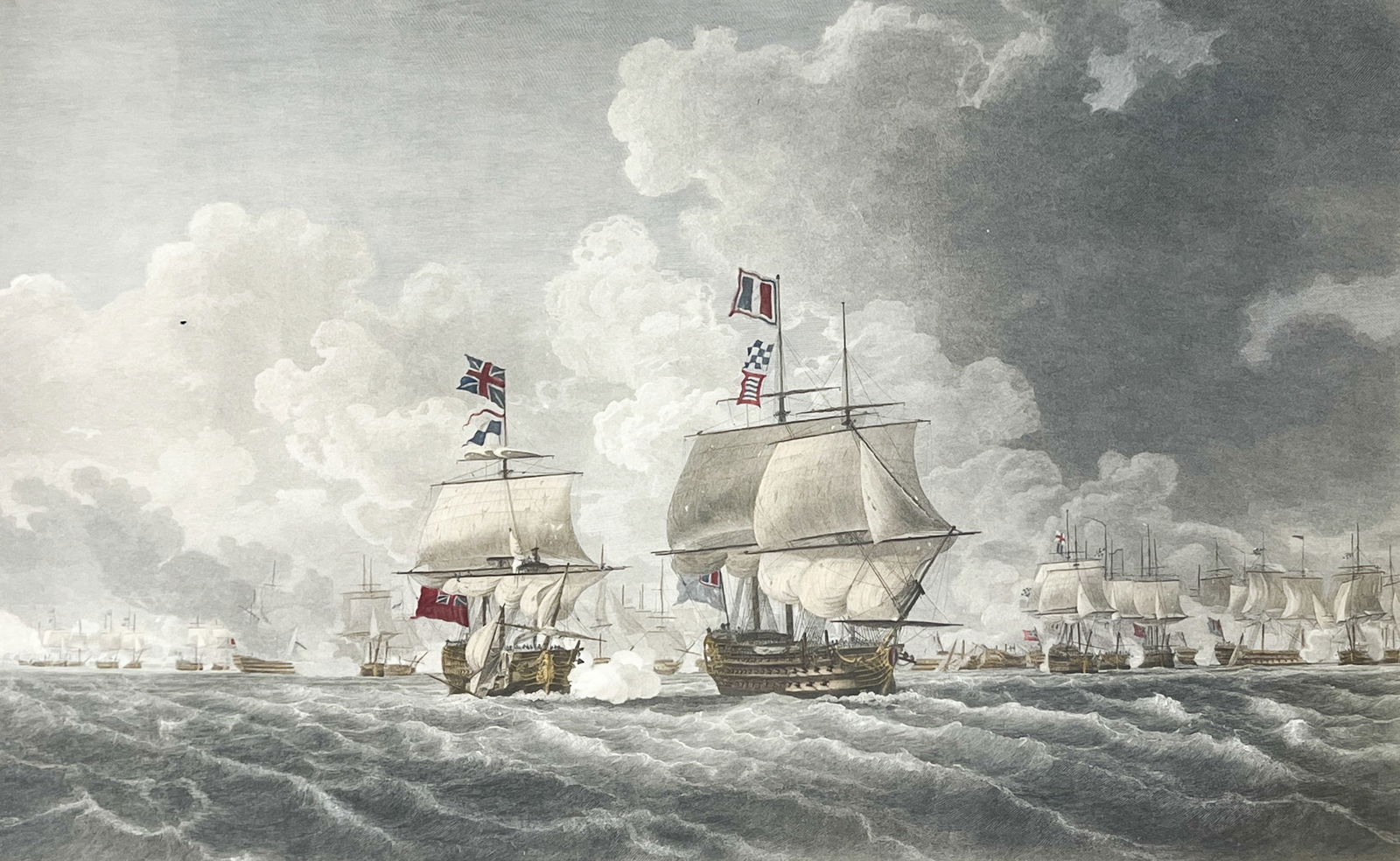 Antique "The Glorious First of June 1794" Hand Colored Etching (1 of 2)