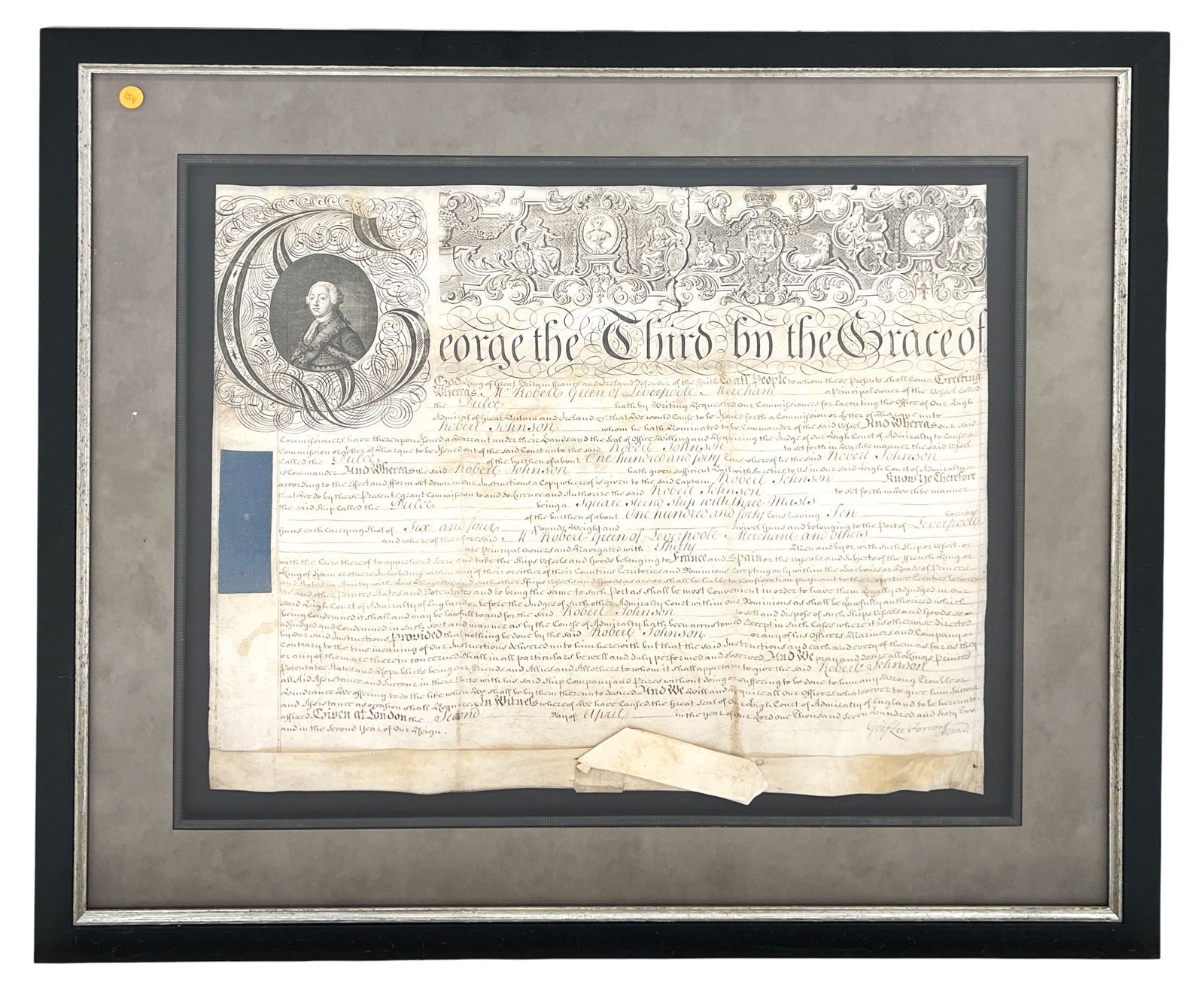 Antique 1762 British King George III Court Document (1 of 1)