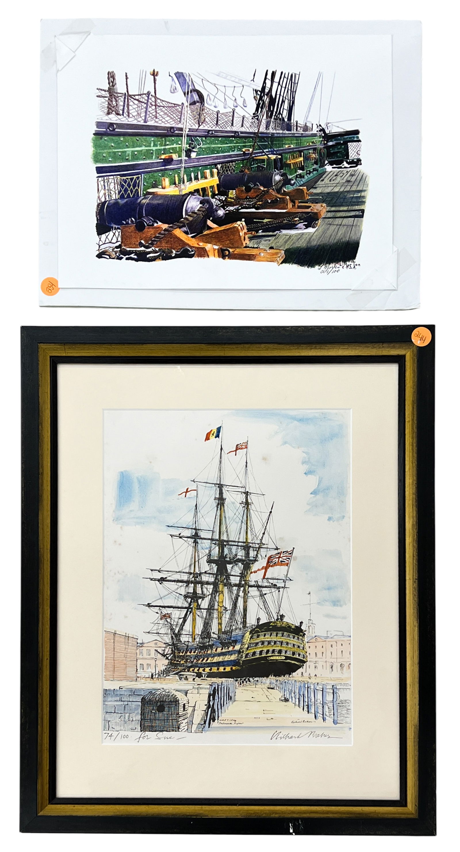 2pc Royal Navy Prints: 2pc Royal Navy Prints 20"x16" Largest Framed