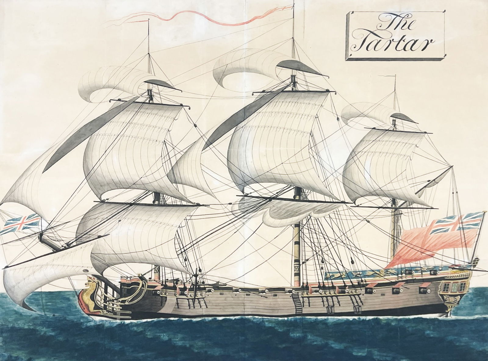 Artist Unknown "The Tartar" Antique Gouache & Ink on Paper: Artist Unknown "The Tartar" Antique Gouache & Ink on Paper 40"x48" Framed. Excellent condition, not examined outside of framing.