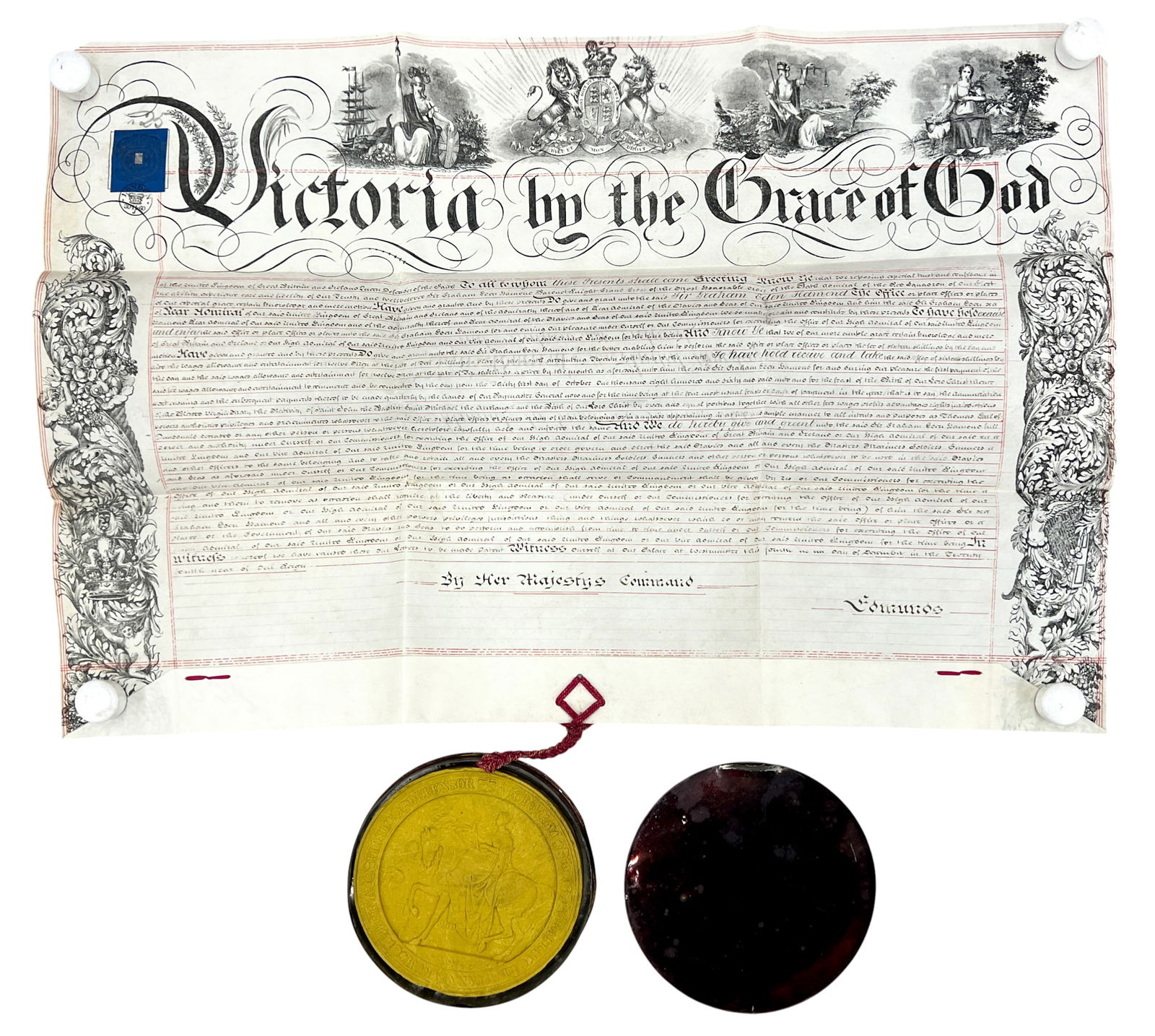 Antique Queen Victoria Letters Patent w/ Wax Seal: Antique Queen Victoria Letters Patent w/ Wax Seal 20"x30" Sheet. Excellent condition.