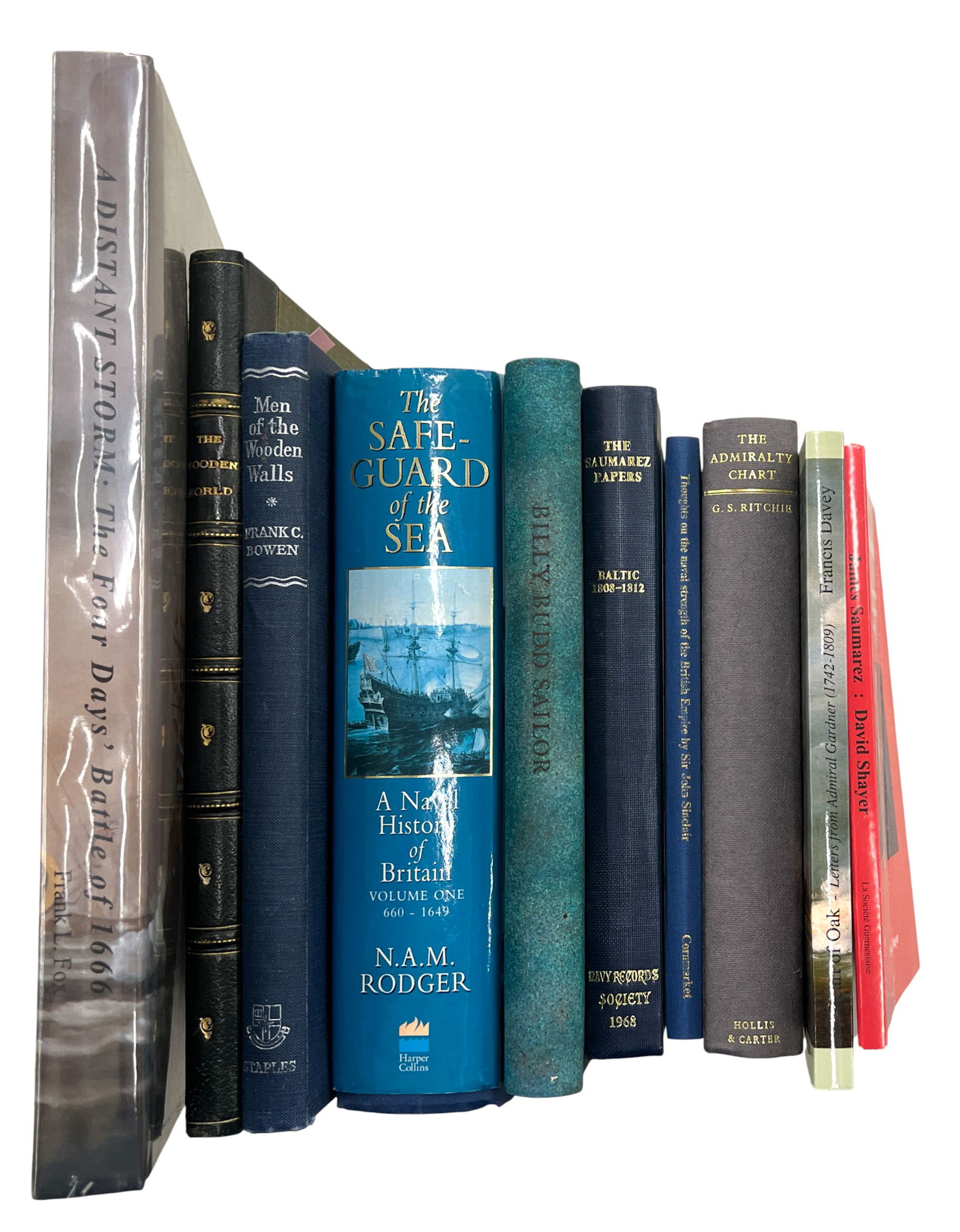 10pc British Naval Books: 10pc British Naval Books 12.5"x9.5"x1" Largest. Includes "The Distant Storm: Four Days' Battle of 1666" by Frank L. Fox, "Thoughts on the Naval Strength of the British Empire" by Sir John Sinclair, "T