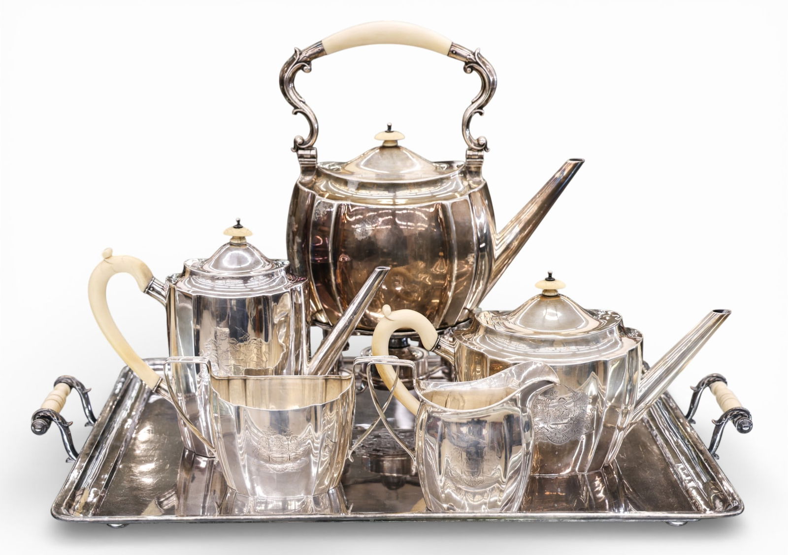 6pc Georgian English Armorial Sterling Tea and Coffee Service (1 of 4)