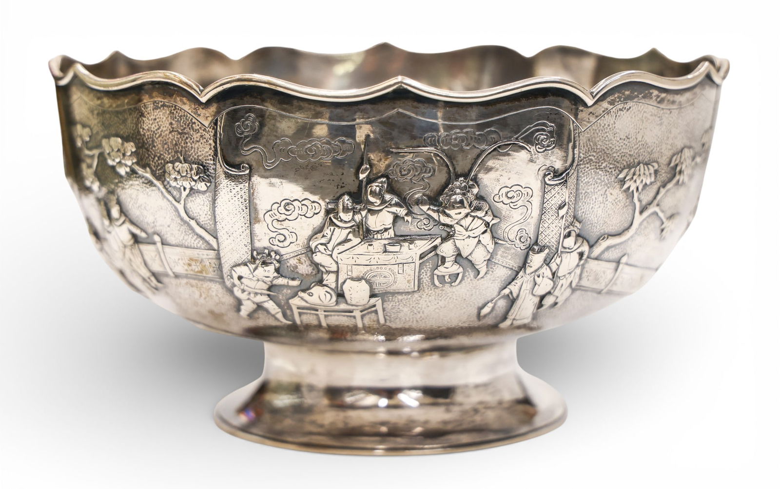 Antique Chinese Export Silver Punch Bowl by Wang Hing (1 of 4)