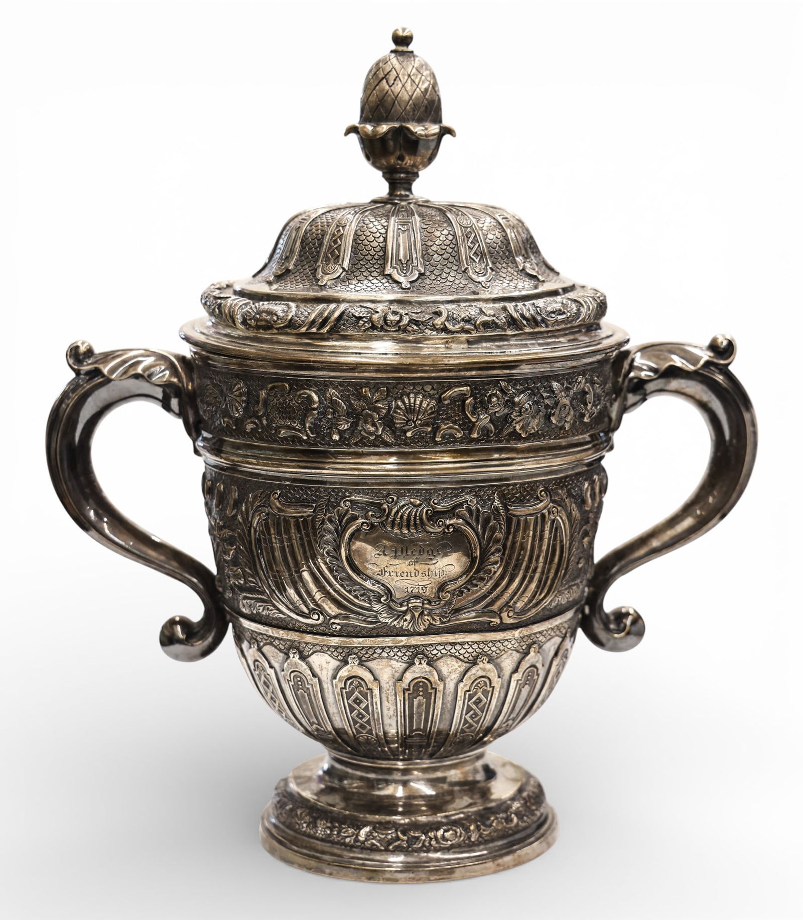 Georgian 18th Cent. Sterling Handled Loving Cup with Cover (1 of 5)