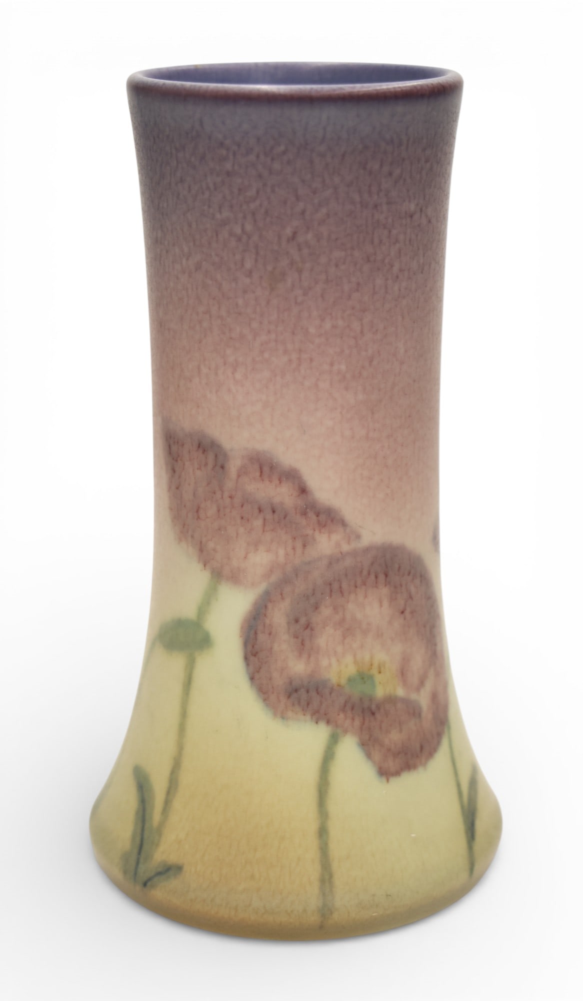 Kataro Shirayamadani for Rookwood Vellum Glaze Vase: Kataro Shirayamadani for Rookwood Vellum Glaze Vase 7"x4". Poppy flower motif. Signed and dated 1940 on bottom. Excellent condition.