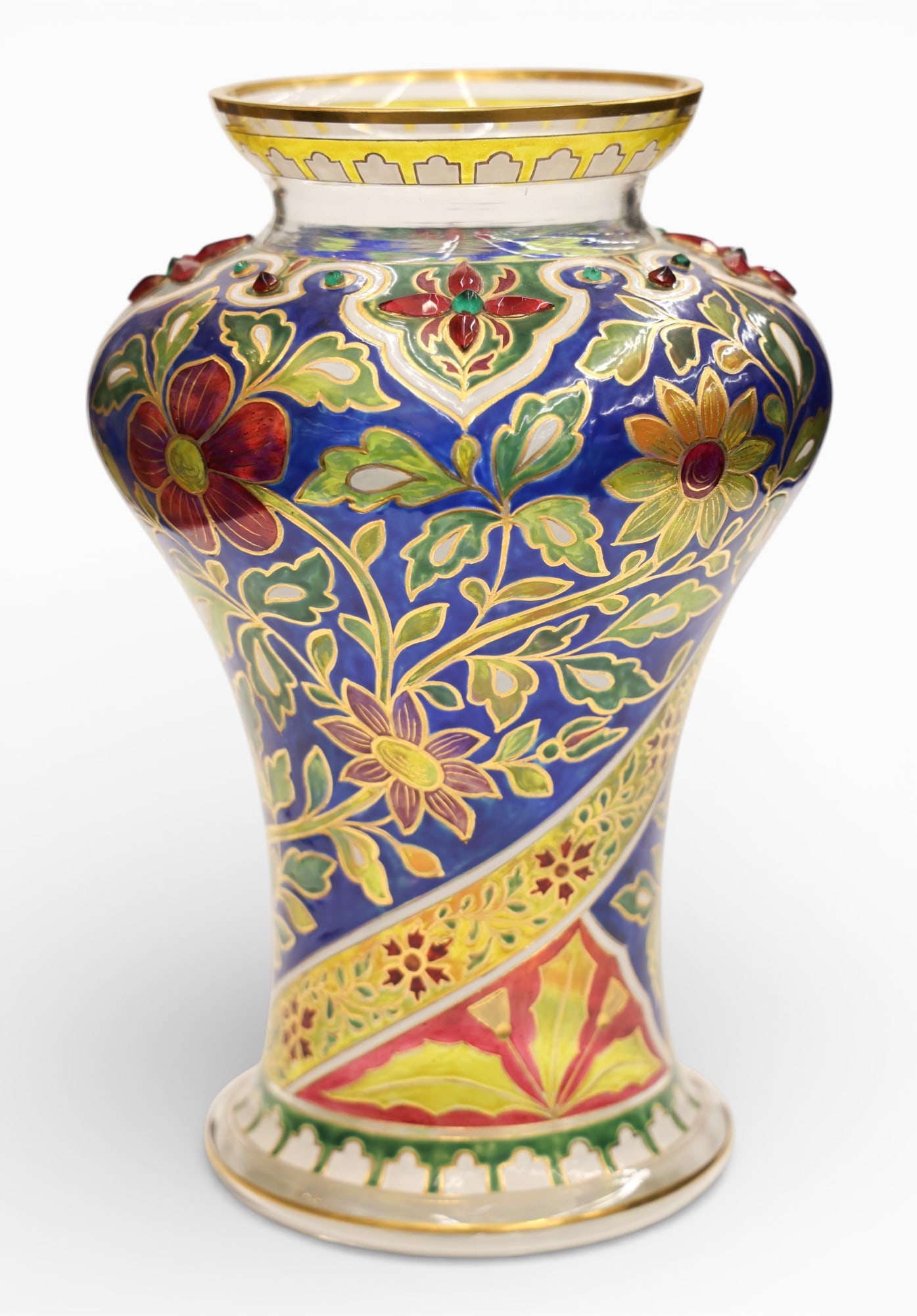 Fritz Heckert Bohemian Jodhpur Jeweled Glass Vase (1 of 2)