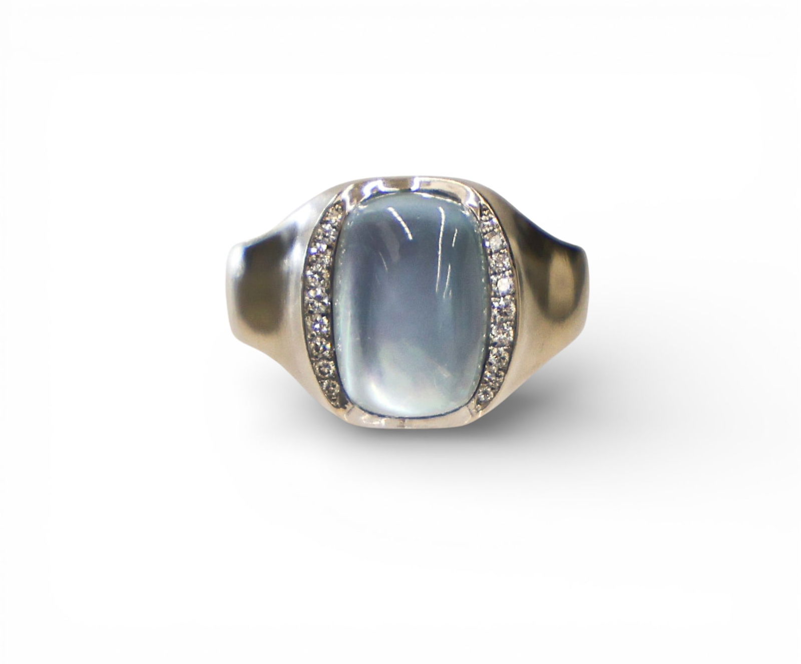 Ladies Blue Topaz 18k White Gold Ring Size 9.25 (1 of 4)