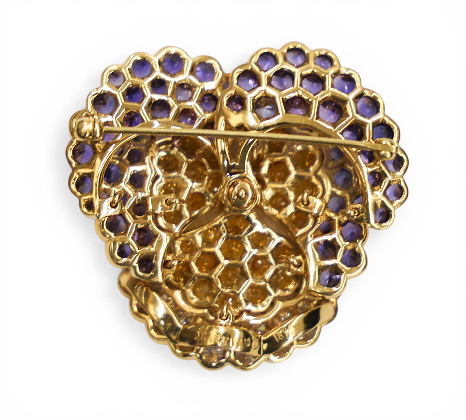 Jean Vitau 18k Diamond and Sapphire Pansy Brooch - 2