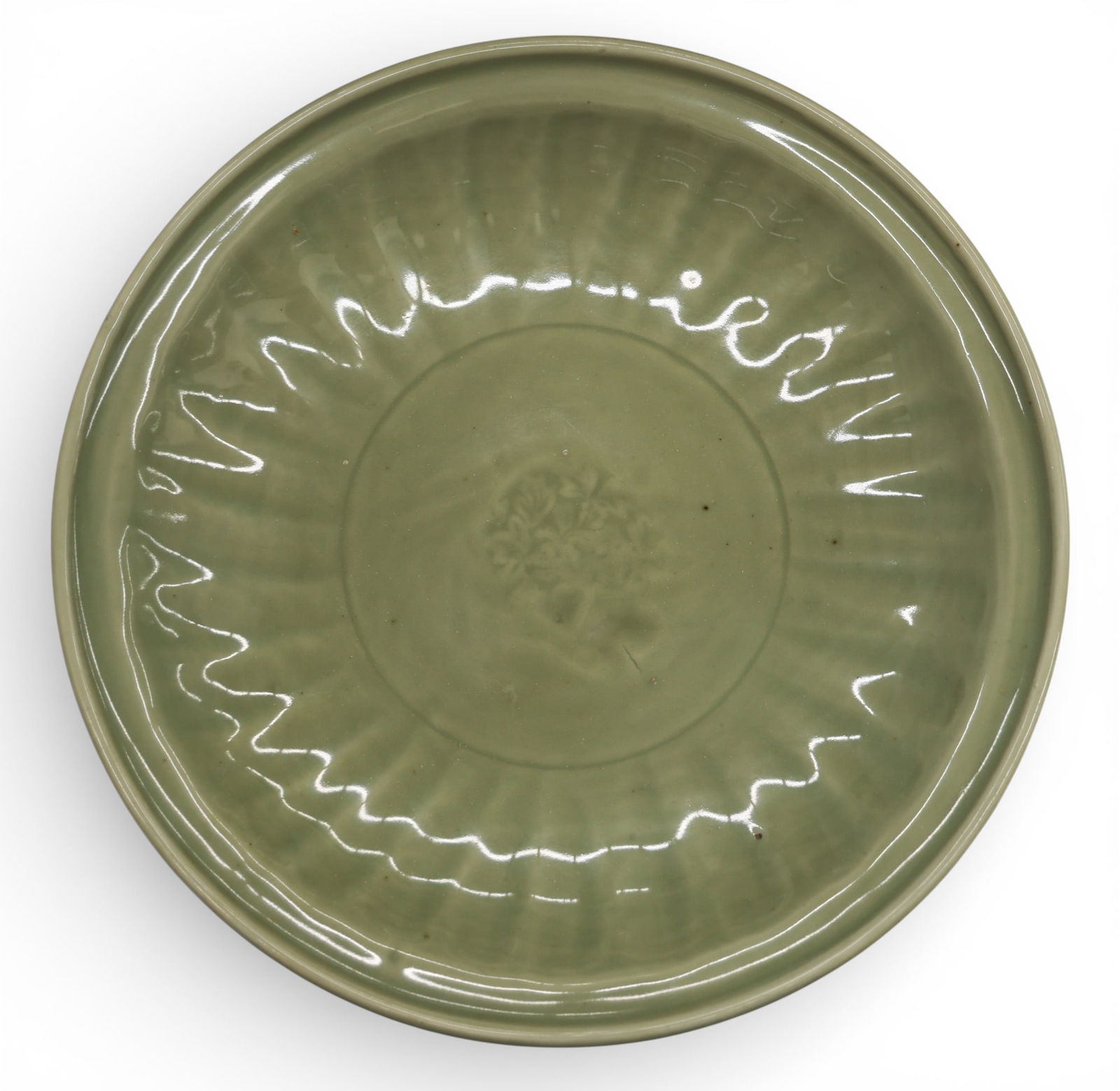 Chinese Yuan or Ming Longquan Celadon Charger (1 of 2)