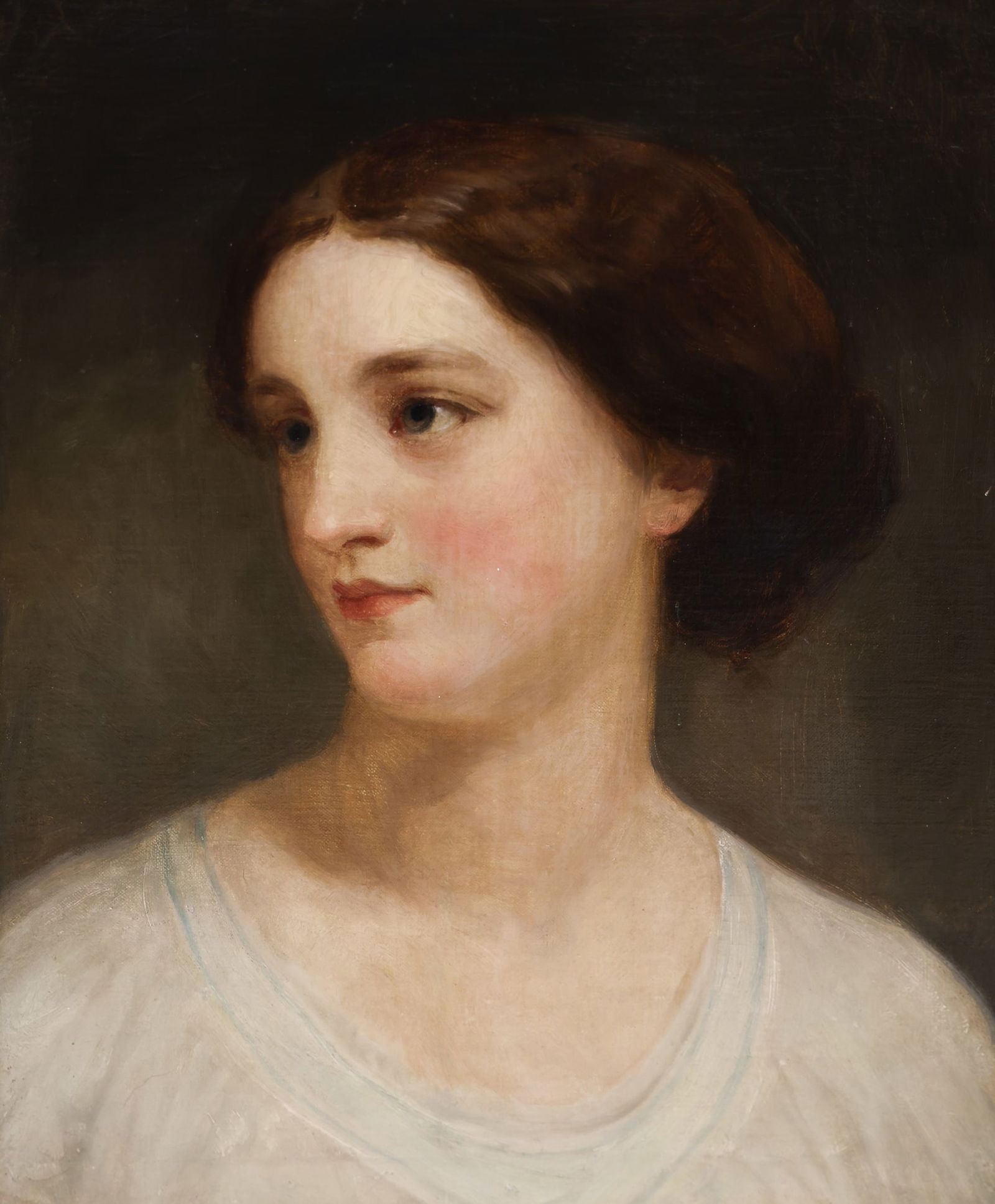 American School 19th Cent. Portrait of a Lady Oil: American School 19th Cent. Portrait of a Lady Oil on Canvas 18.5"x15" Image. Unsigned, similar to the work of George Augustus Baker (1760-1830). Ornate period gilt framing 28"x24" (some damage). Profe