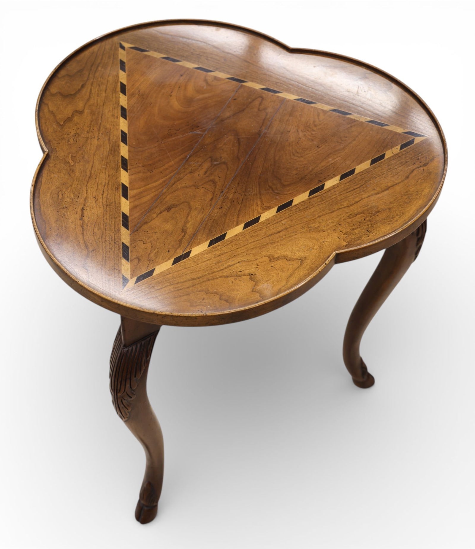 Baker Inlaid Cherry Clover Leaf Side Table - 2