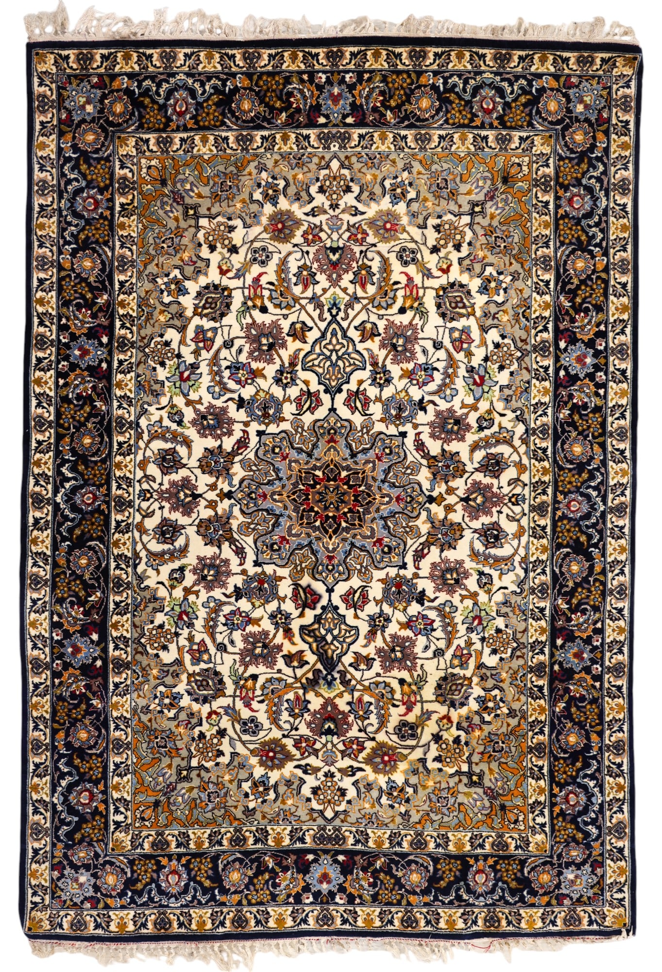 Fine Persian Silk Isfahan Oriental Rug 3'7"x5'2" (1 of 3)