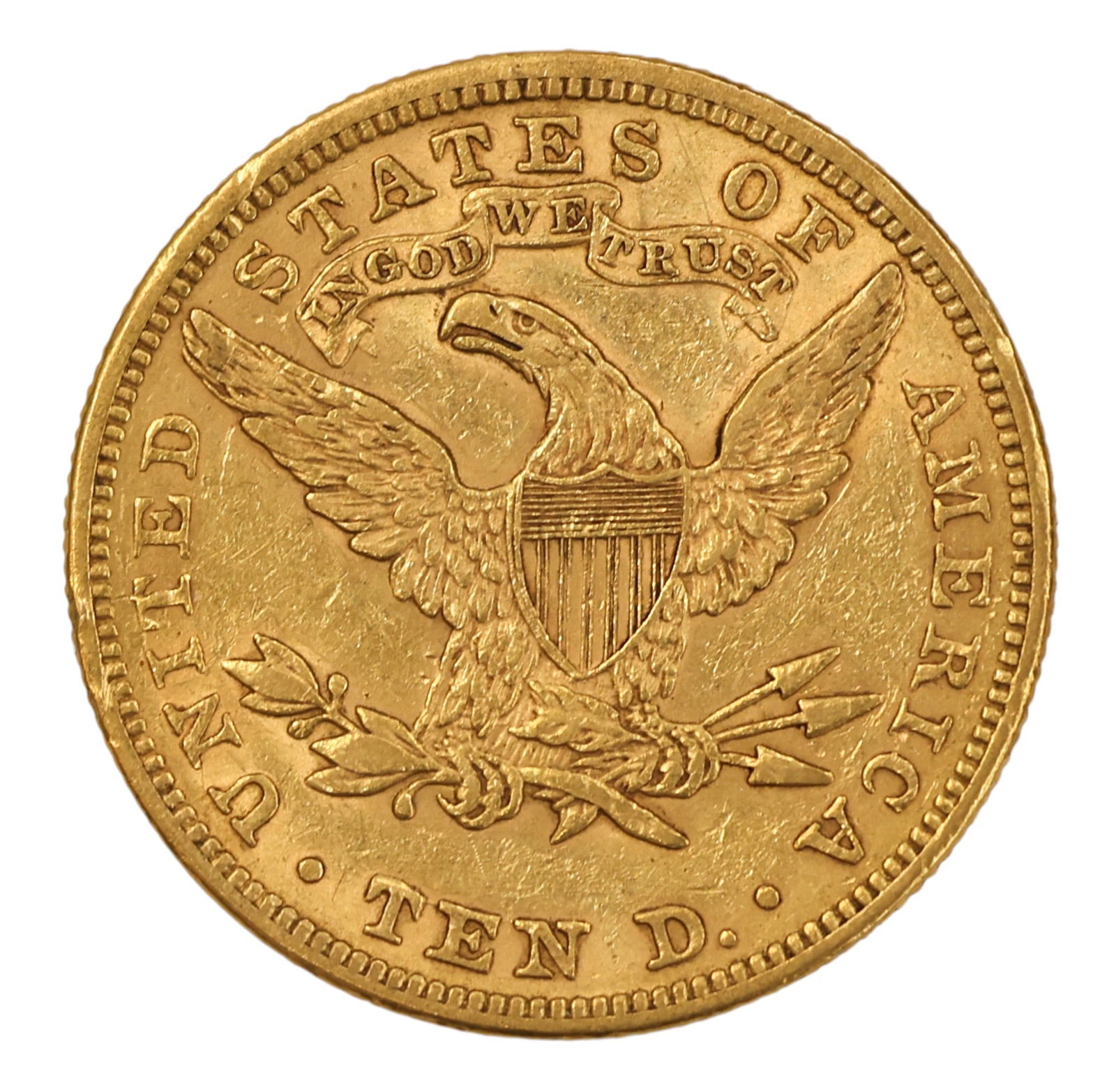 1892 US $10 Liberty Head Eagle Gold Coin - 2