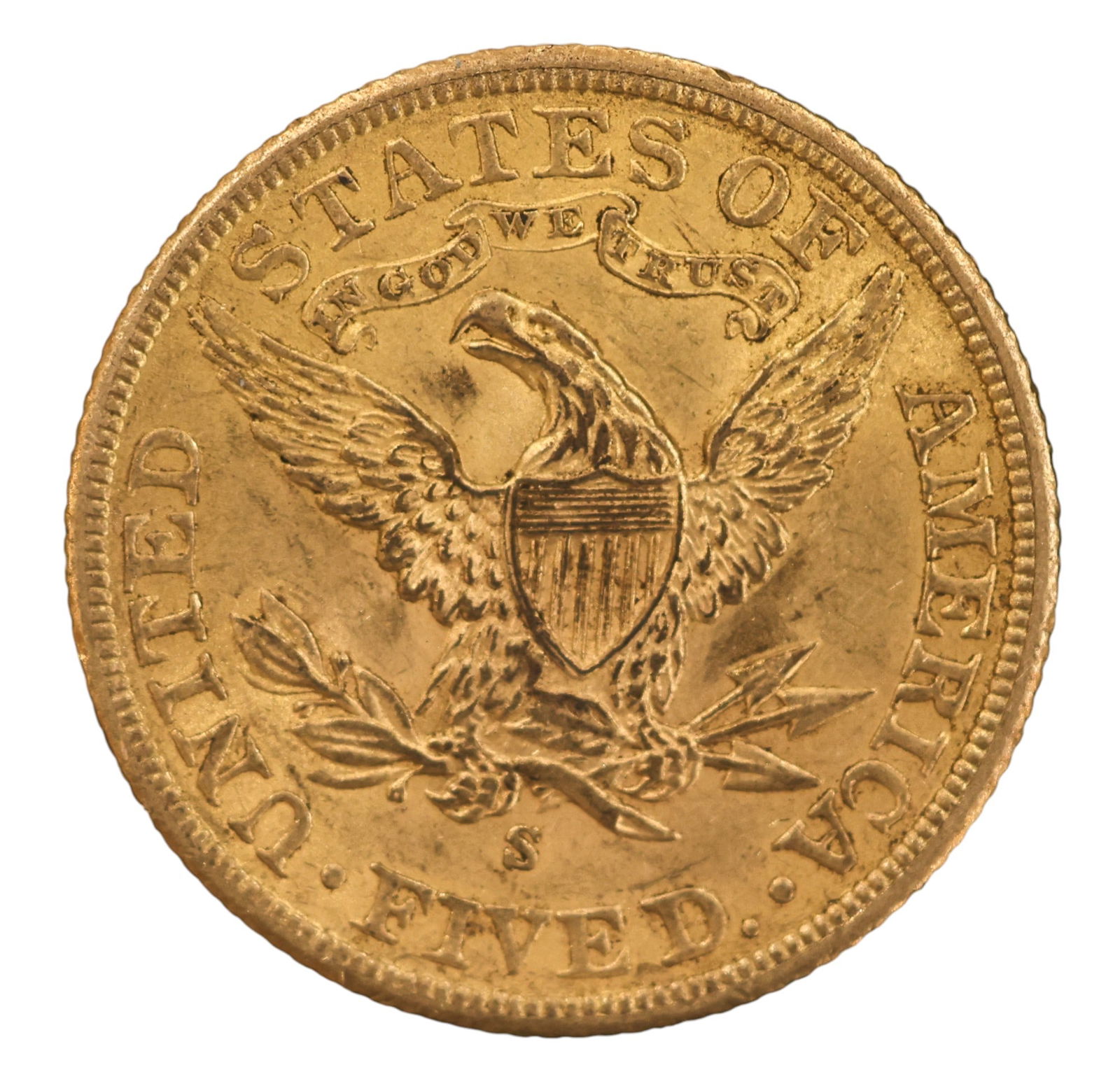 1901-S US $5 Liberty Head Half Eagle Gold Coin - 2