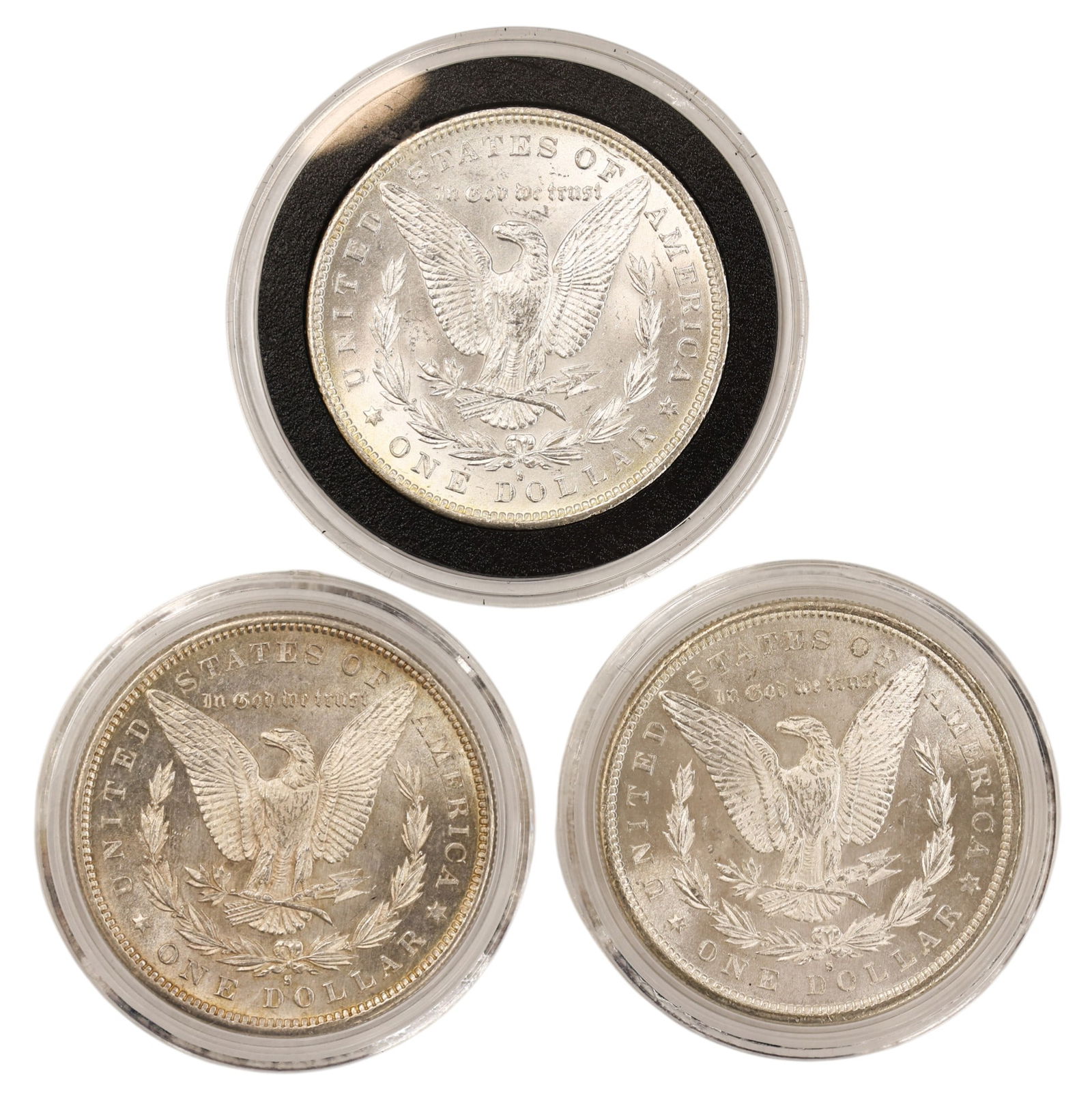 3pc 1879-S US Morgan Silver Dollars 3rd Reverse - 2