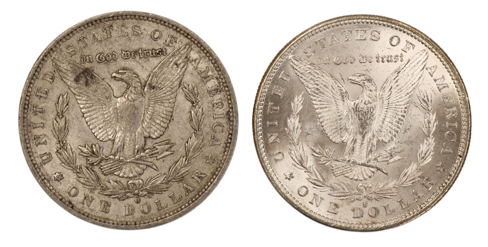 2pc 1879-S and 1879-O Morgan Silver Dollars - 2