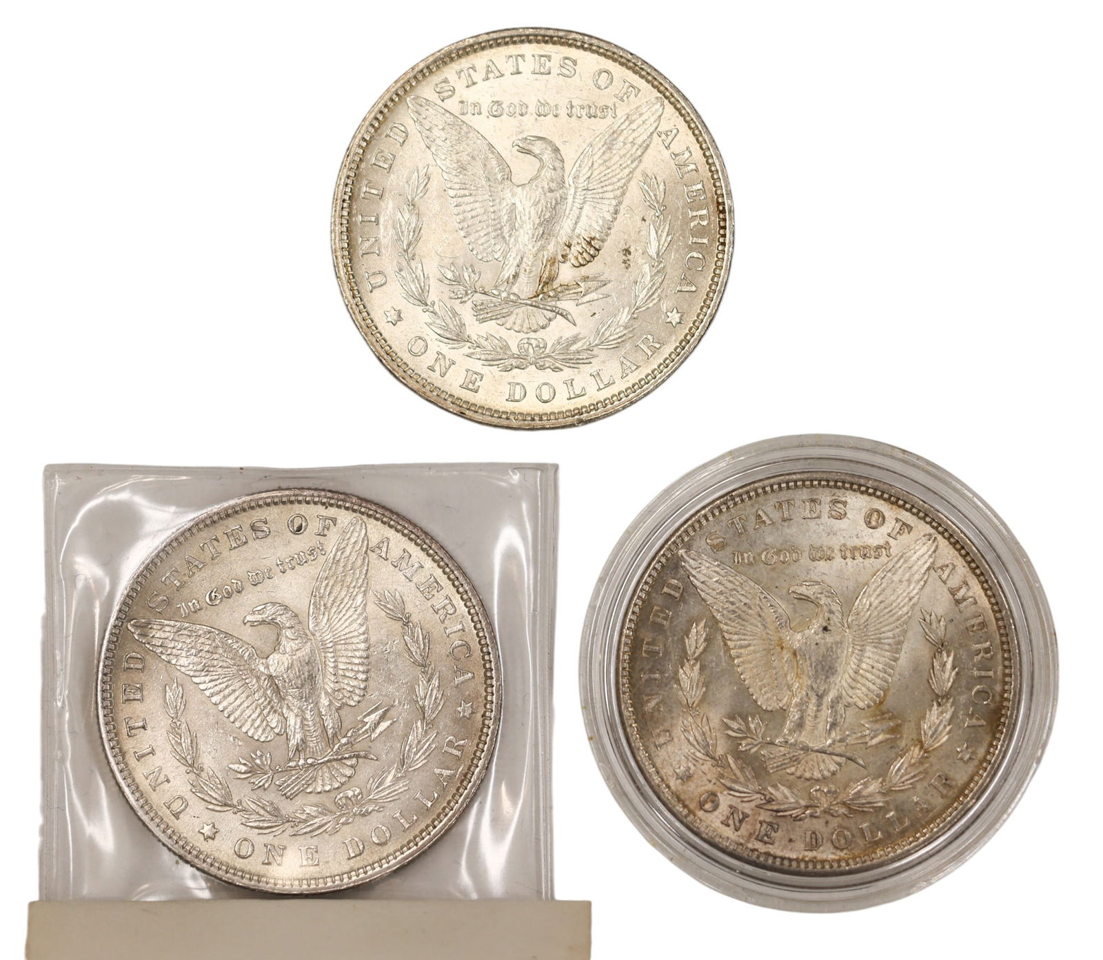 3pc 1880 US Morgan Silver Dollars - 2