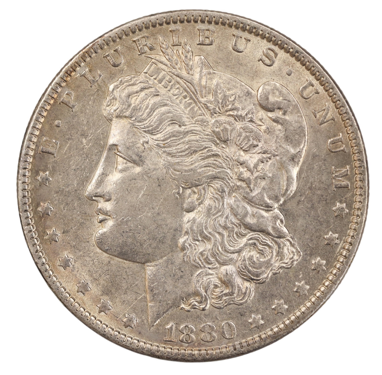 1880-O US Morgan Silver Dollar "Hot Lips": 1880-O US Morgan Silver Dollar. Consignor notated that this is the "hot lips" double-die variety.