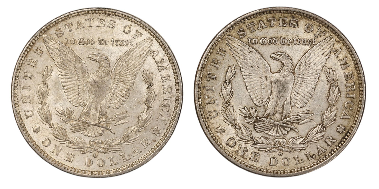 2pc 1880-O US Morgan Silver Dollars - 2