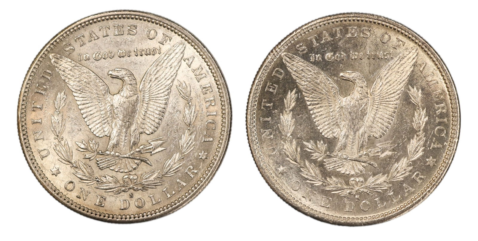 2pc 1880-S US Morgan Silver Dollars - 2