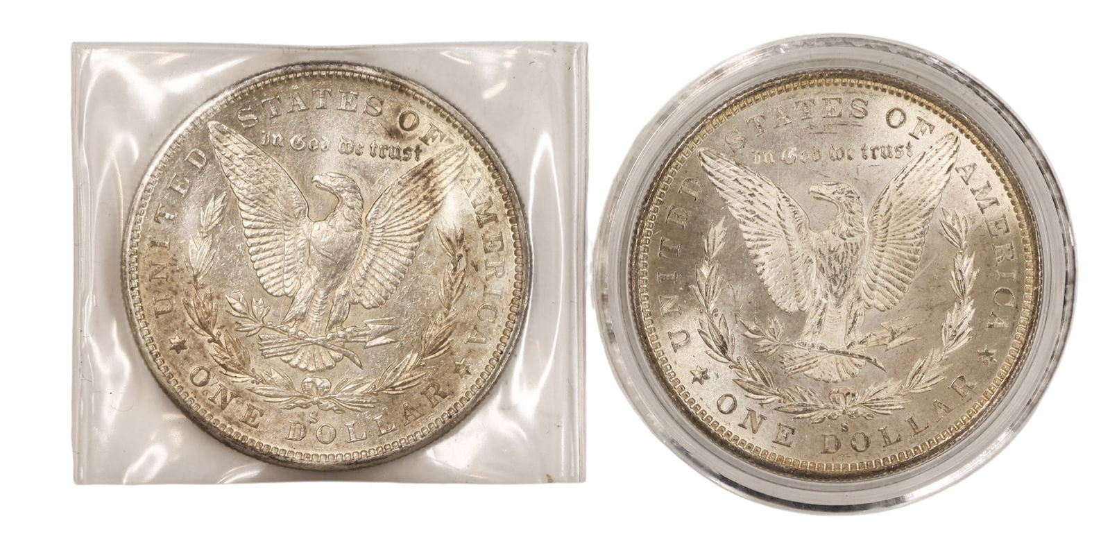 2pc 1880-S US Morgan Silver Dollars - 2